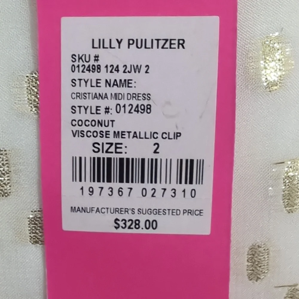 Lilly Pulitzer Christiana Midi Cream Long Sleeve Bishop V-Neck Dress Size 2 - Picture 6 of 12